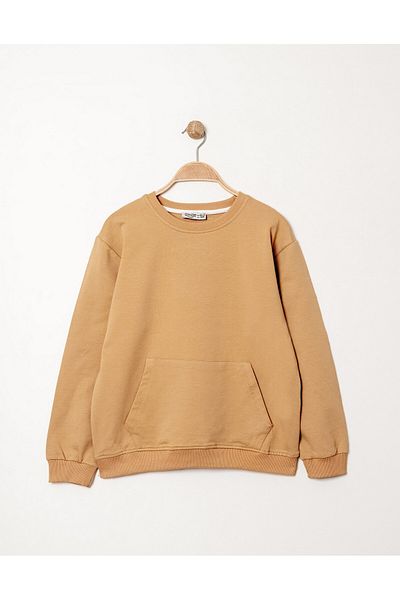 VALERY Hanorac oversize bej unisex cu buzunar cangur