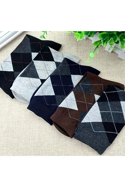 Asçelik Plaid Pattern Unisex Socks 5 Pcs