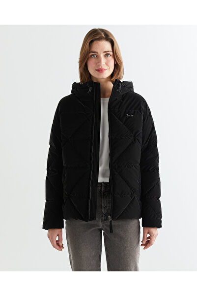 Gant Kadın Siyah Kapüşonlu Kapitone Mont