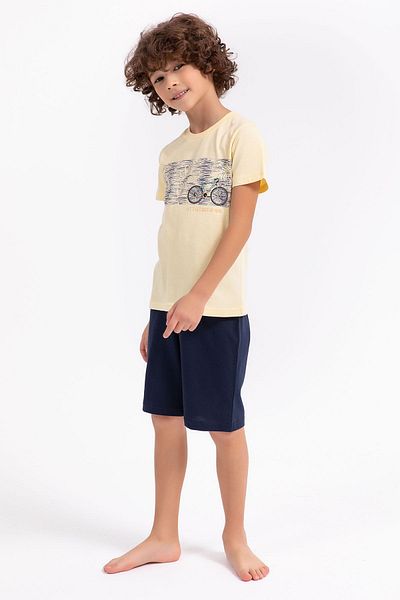Rolypoly Lets Get Out of Here Light Yellow Boy Bermuda Suit