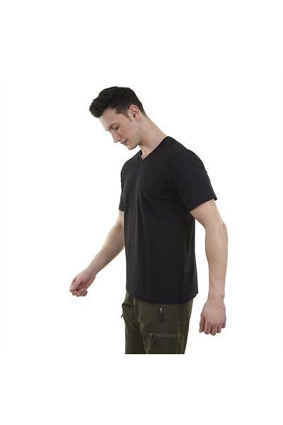 Alpinist Tricou Vortex pentru bărbați, negru, tricou cu decolteu în V