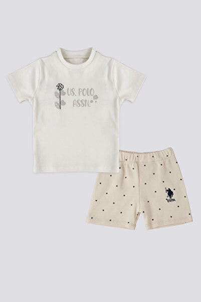 U.S. Polo Assn. Kız Bebek Krem 2li Bebek Takım