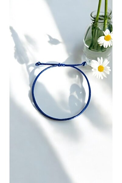 LA TINY AKSESUAR سوار الحد الأدنى باللون الأزرق الداكن للجنسين، سوار حبل فلوش