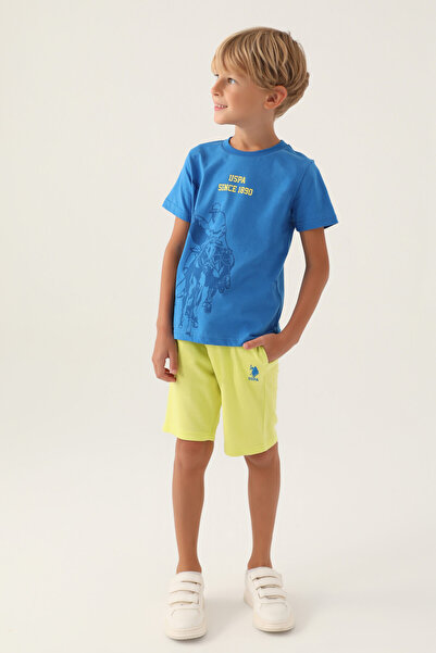 U.S. Polo Assn. بدلة برمودا للأولاد مرخصة من الكوبالت