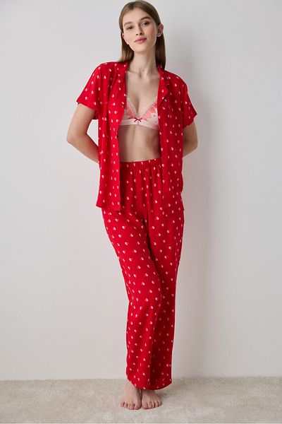 Penti Je t'Aime Shirt Pants Red Pajama Set - Loves Paris Collection