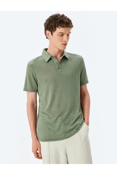 Koton Kurzärmliges, halbtransparentes T-Shirt mit Polokragen und normaler Passform