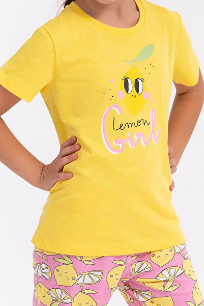 Arnetta Жълт комплект капри за момиче Lemon Girl