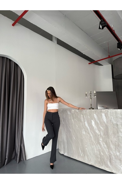 COMBİNE MİCHAİL Γυναικείο καπνιστό ψηλόμεσο παντελόνι Palazzo