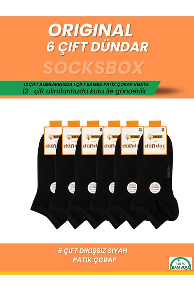socksbox 6 Pairs Modal Seamless Black Booties Socks/Dündar Socks Series/36-40