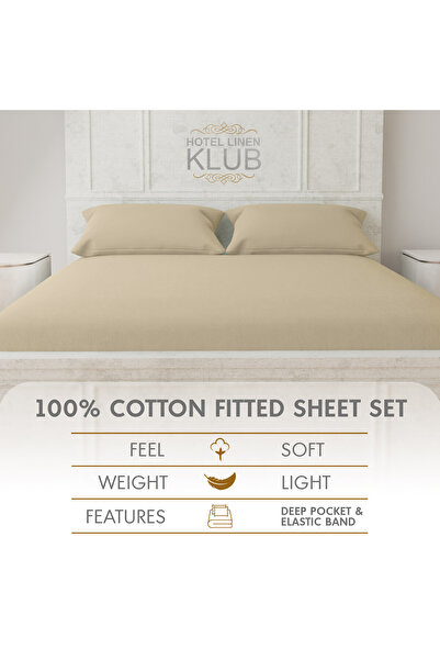 Hotel Linen Klub 350TC Cotton 3-Piece King Fitted Sheet Set - Luxury and Hotel Quality, Deep Pocket for a Perfect Fit
