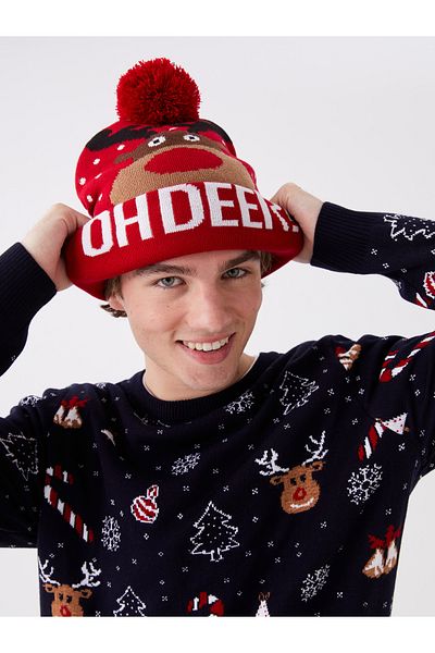 LC Waikiki New Year's Themed Men's Knitwear Beret