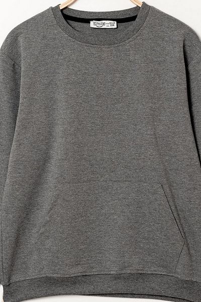 VALERY Hanorac unisex oversize afumat cu buzunar cangur