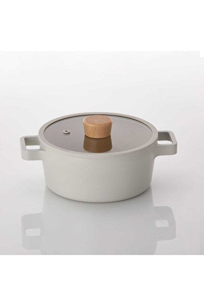 NEOFLAM Fika Aluminum Cast Pot with Glass Lid 18cm, Beige