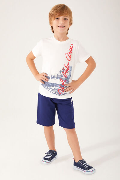 U.S. Polo Assn. Assn Picture Signature Detail White Boy Bermuda Suit