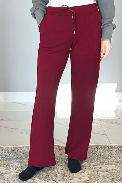 REMSA Ελαστικό παντελόνι μέσης Look Loose Wide Leg Γυναικείο Φούτερ 8015 Claret Red