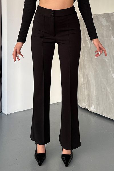 COMBİNE MİCHAİL Women's Black High Waist Slim-fit Flare Leg Palazzo Pants