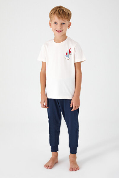 Arnetta Boy's Cream Short Sleeve Pajama Set