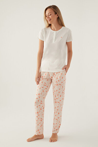 Arnetta Γυναικείο σετ πιτζάμες με κοντομάνικο λευκό