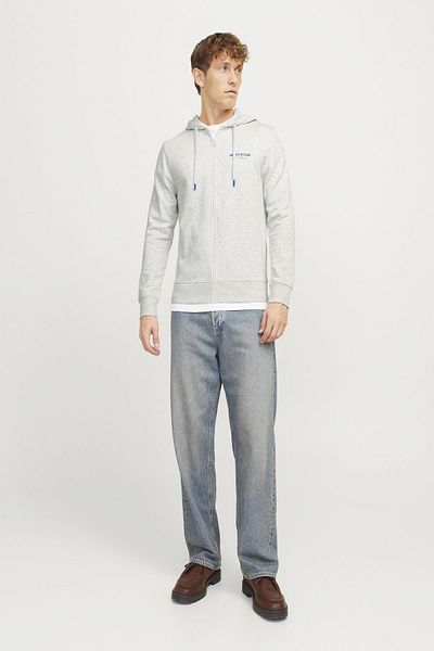 Jack & Jones Мъжки сив суитшърт с качулка - Jjalvis, закопчаване с цип 12256847