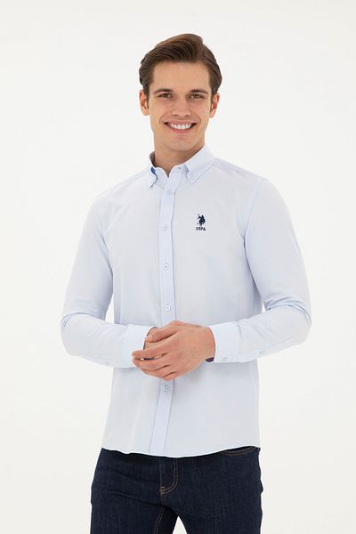 U.S. Polo Assn. Πόλο ΗΠΑ Ανδρικό πουκάμισο γαλάζιο - GOX024Y, 1829675