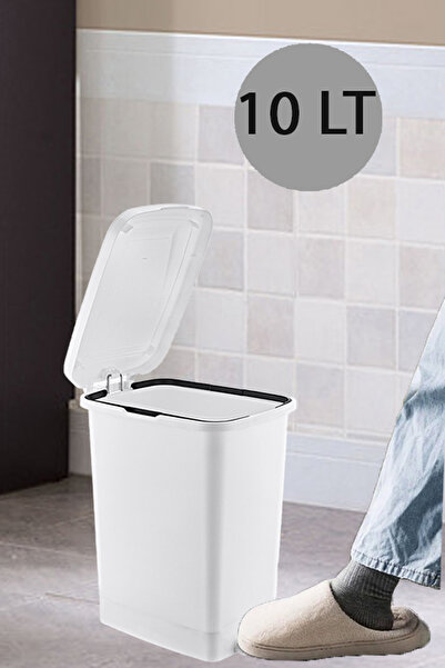 EFFE HOME Ergonomic Pedal Plastic Trash Can (without inner bucket) Off-White