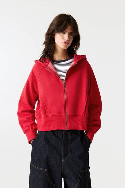 Pull & Bear Ribbed zip-up hoodie