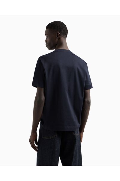 Emporio Armani Tricou cu mânecă scurtă din bumbac, cu mânecă scurtă, cu imprimeu vultur, pentru bărbați, EM 001015   AF13669-UB118