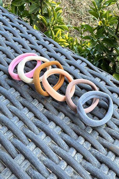 MOONİ ACCESSORİES Powder Soft Blue Pink Coffee Cream Multicolor Skin Color 6-Piece Rubber Buckle