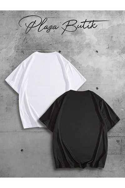 Plaza Butik Lock and Key Printed Double Oversize Lover Tshirt