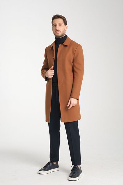 Frappoli Taba Comfort Fit Μακρύ παλτό με γιακά με επένδυση
