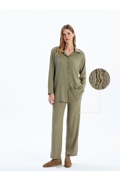 LC Waikiki Texturierte Damenhose mit elastischem Bund