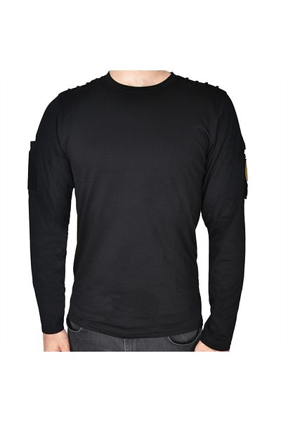 Wolftrap Tactical Μαύρο Tactical T-Shirt - Wave Pattern, 2 τσέπες, μακρύ μανίκι