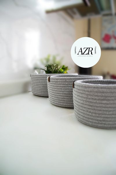 AZR HOME DESİGN Jute Wicker 3-Piece Basket Organizer Decor