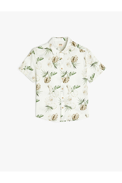 Koton Kratka pamučna košulja sa dugmićima i detaljnim uzorkom