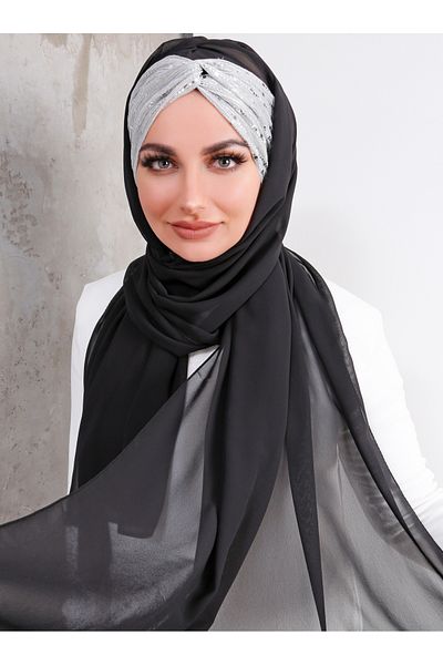 Differenza Σάλι Hijab Ready-made Sim Sequin Knot - Ασημί