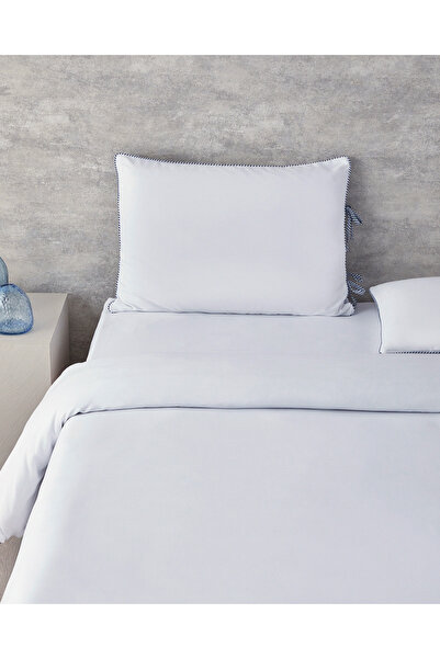 English Home White and Navy Blue Comfy Plain Double Duvet Cover Set