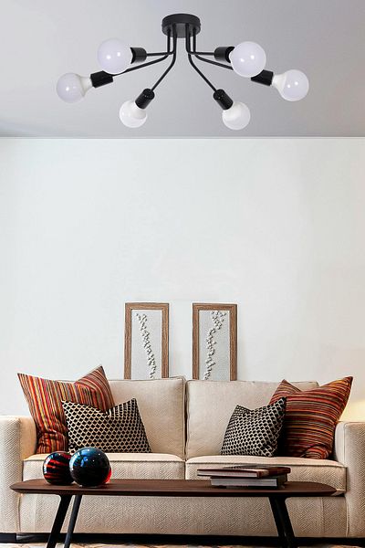 Modavize Naomi Modern Design Living Room Bedroom Living Room Kitchen Black Color 6-Piece Chandelier (Without Bulb)