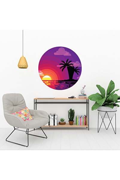 KOSS Dijital Autocolant rotund cu palmieri tropicale, autocolant rotund pentr...