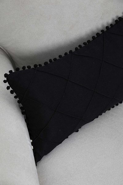 Aisha's Design Throw Pillow Cover with Pompom on the Edges,k-244