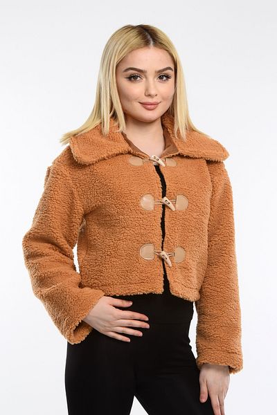 NEWC Short Plush Jacket with Button Front