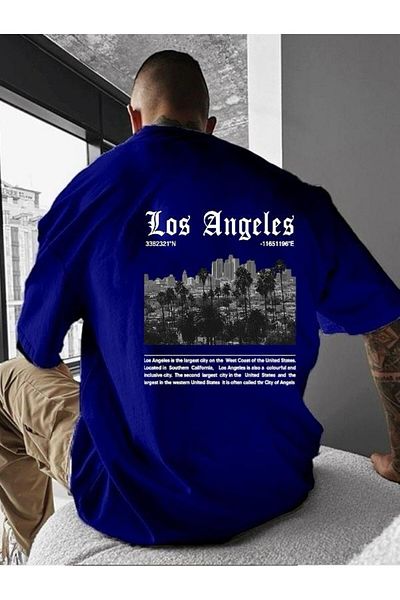 BENROMA 1 προϊόν είναι δώρο για αγορές 6 και άνω Los Angeles Printed Oversize T-Shirt