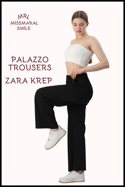 missmaral Women's Lycra Velcro Closure Black Palazzo Pants