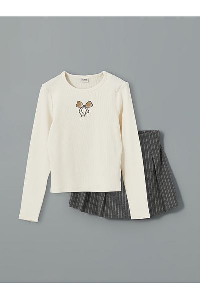 LC Waikiki Crew Neck Girl's T-Shirt and Shorts Skirt