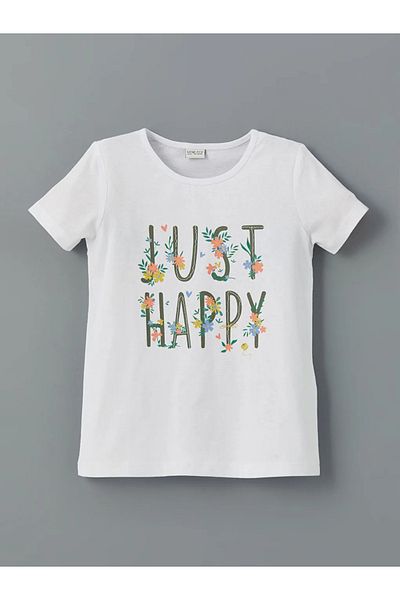 LC Waikiki Lcw Eco White Crew Neck Girls T-Shirt and Shorts