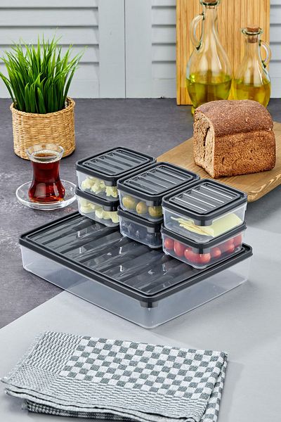 EKİP PAZARLAMA Set of 7 Refrigerator and Brown Set