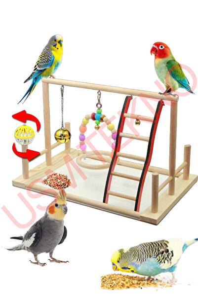 usmtekno Kuş Oyuncağı Kuş Oyun Parkı Muhabbet Kuşu Papağan Oyuncağı Kuş Akses...