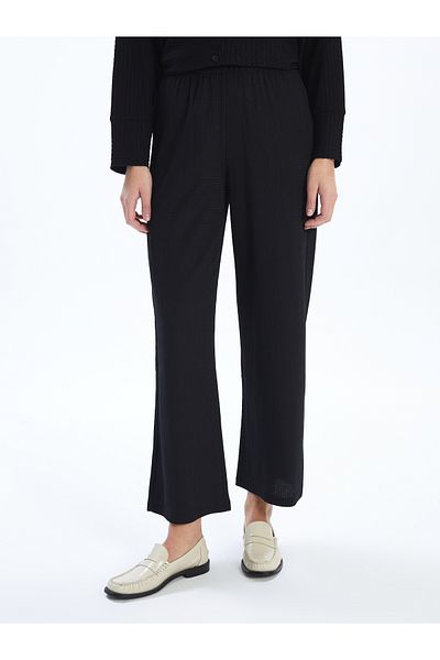 LC Waikiki Pantaloni de damă texturați cu talie elastică