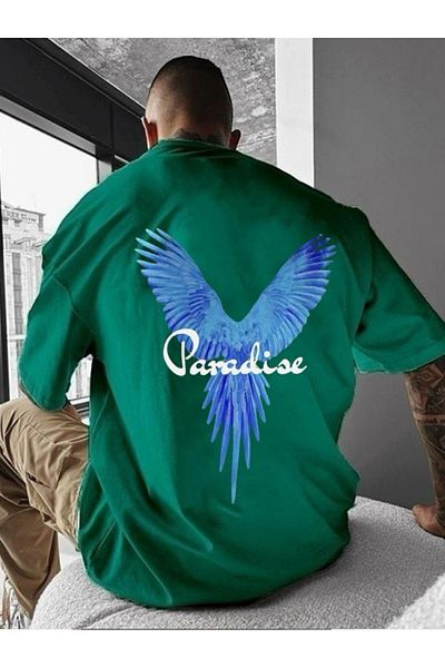 BENROMA 1 προϊόν για αγορές 6 και άνω Δώρο Paradıse Printed Oversize T-shirt