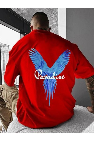 BENROMA 1 προϊόν για αγορές 6 και άνω Δώρο Paradıse Printed Oversize T-shirt