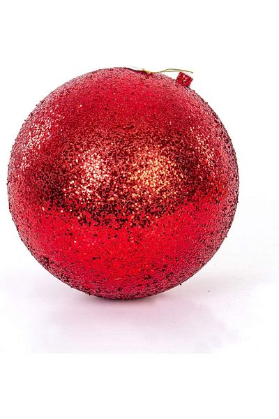 karinabest Red Glitter Big Christmas Ball Ornament 18 cm